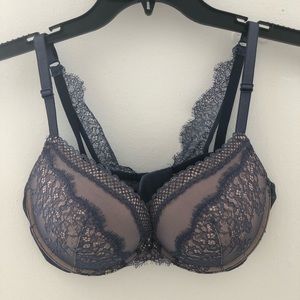 Victoria’s Secret blue-lace push-up bra size: 36C
